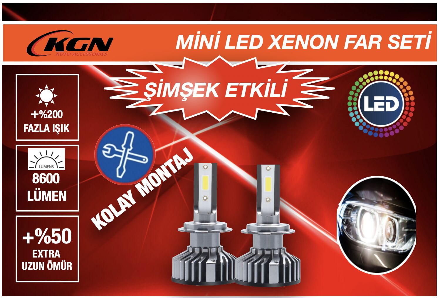 MİNİ TURBO LED XENON H7 | KGN
