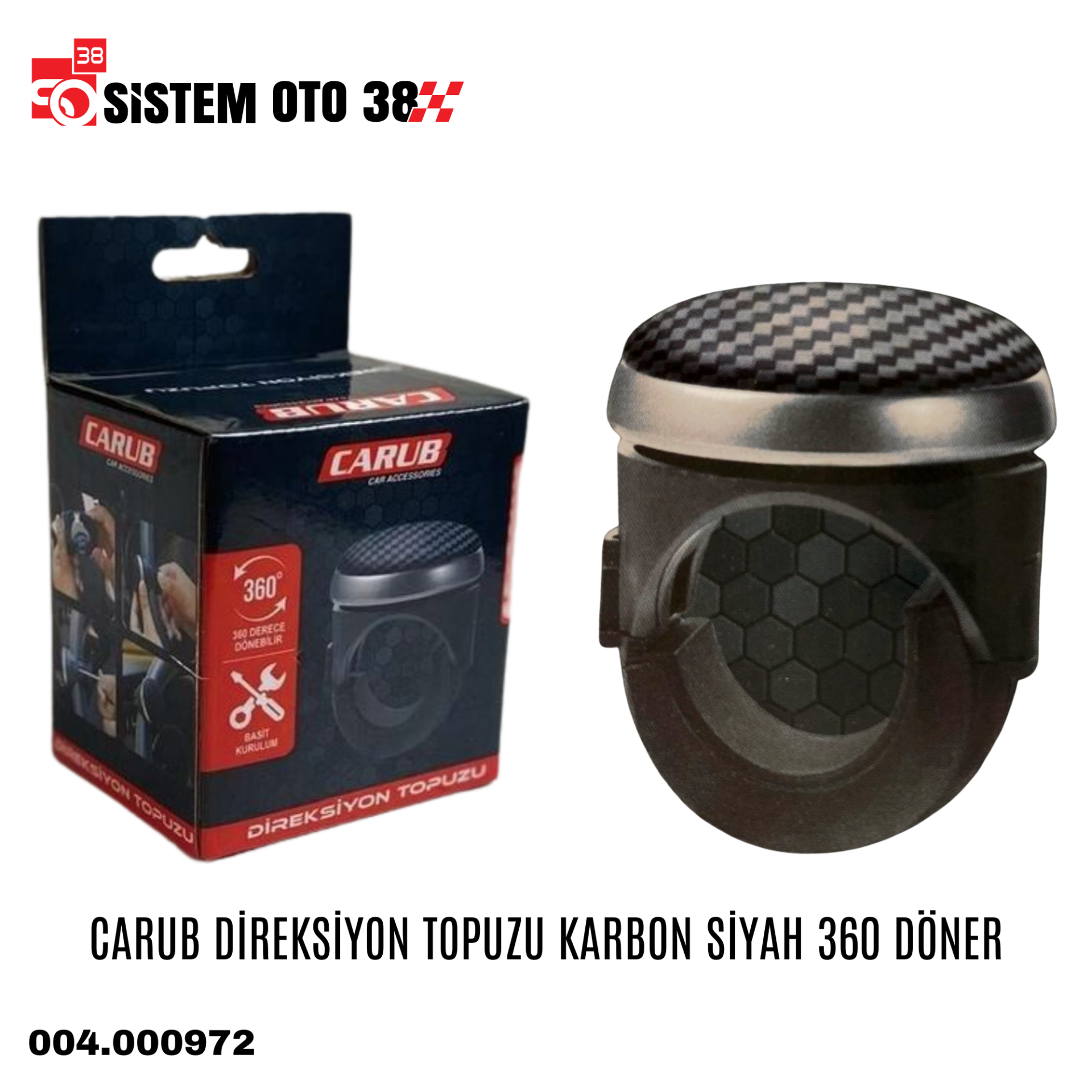 CARUB DİREKSİYON TOPUZU KARBON SİYAH 360 DÖNER |  | ARAÇ İÇİ AKSESUARLAR